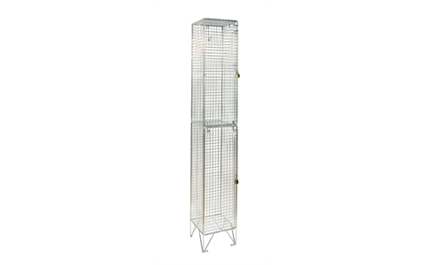 Two Door Mesh Locker  - H1980mm x W305mm x D305mm - Hasp & Staple Lock  - Nest of 1