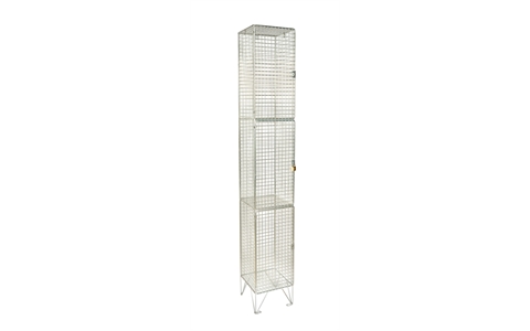 Three Door Mesh Locker  - H1980mm x W305mm x D305mm - Hasp & Staple Lock  - Nest of 1