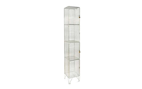 Four Door Mesh Locker  - H1980mm x W305mm x D305mm - Hasp & Staple Lock  - Nest of 1