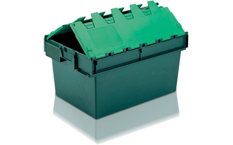 Totebox Green Attached Lid Container - 54 Litre - Green - Overall Size  H320mm x W400mm x D600mm