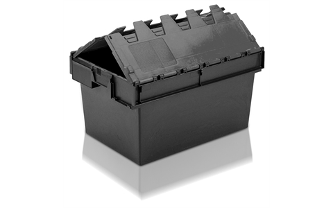 Totebox Attached Lid Container - 54 Litre - Grey - Red Lid - H320mm x W400mm x D600mm