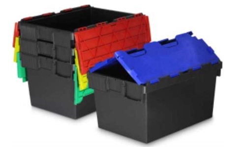 Economy Attached Lid Container - 64 Litre - Black - Overall Size  H365mm x W400mm x D600mm