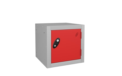 1 Door - Cube locker - Silver Grey Body / Red Doors - H305 x W305 x D305 mm - CAM Lock