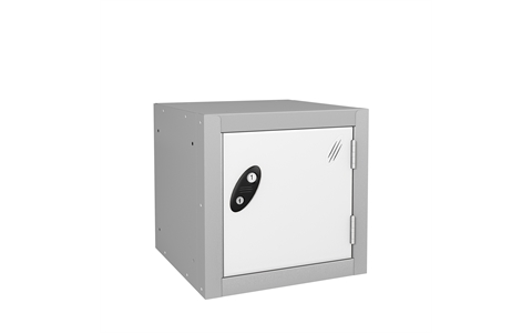 1 Door - Cube locker - Silver Grey Body / White Doors - H305 x W305 x D305 mm - CAM Lock