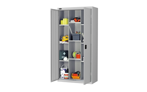 12 Compartment cupboard - C/W 9 No. shelves - Silver Grey Body/Silver Grey Doors - H1780mm x W915mm x D460mm