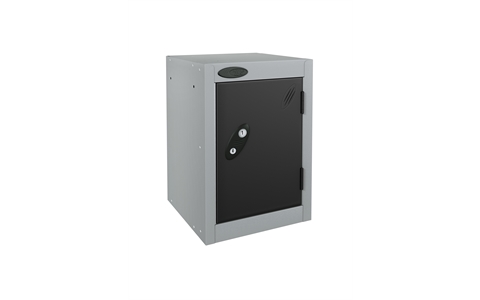 1 Door - Quarto locker - Silver Grey Body / Black Doors - H480 x W305 x D305 mm - CAM Lock