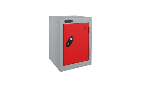 1 Door - Quarto locker - Silver Grey Body / Red Doors - H480 x W305 x D305 mm - CAM Lock