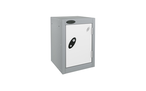 1 Door - Quarto locker - Silver Grey Body / White Doors - H480 x W305 x D305 mm - CAM Lock