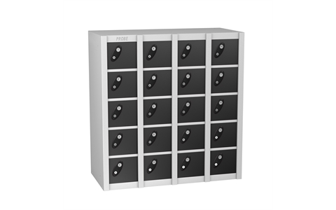 20 Door - Multibox locker - Silver Grey Body / Black Doors - H940 x W900 x D380 mm - CAM Lock