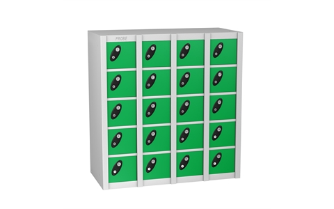 20 Door - Multibox locker - Silver Grey Body / Green Doors - H940 x W900 x D380 mm - CAM Lock