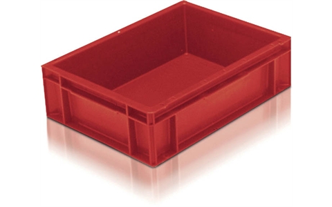 Euro Stacking Container without Lid - 10 litre Solid - Red - Overall Size H118mm x W300mm x D400mm