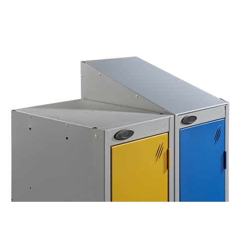 4 Door - 2 Person steel locker - SLOPING TOP - Silver Grey Body / Blue Door - H1930 x W460 x D460 mm - CAM Lock