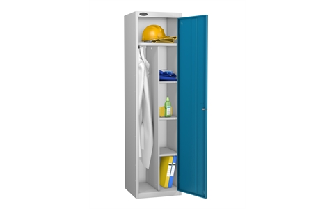 1 Door - Uniform steel locker - FLAT TOP - Silver Grey Body / Blue Door - H1780 x W460 x D460 mm - CAM Lock