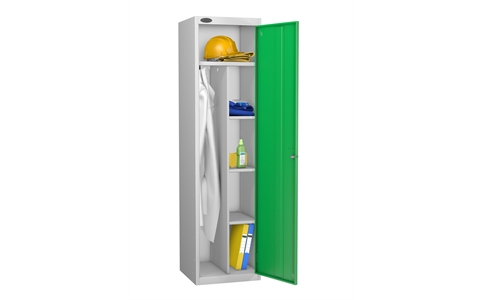 1 Door - Uniform steel locker - FLAT TOP - Silver Grey Body / Green Door - H1780 x W460 x D460 mm - CAM Lock