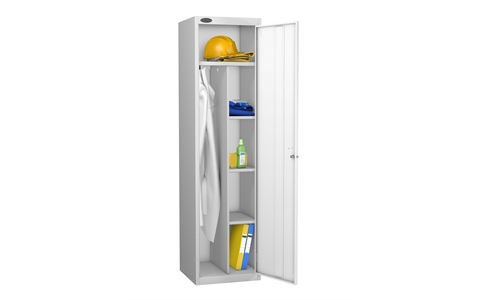1 Door - Uniform steel locker - FLAT TOP - Silver Grey Body / White Door - H1780 x W460 x D460 mm - CAM Lock