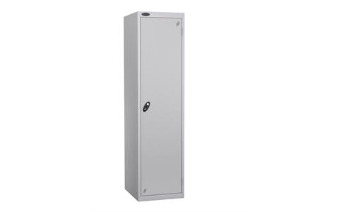 1 Door - Police steel locker - FLAT TOP - Silver Grey Body / Silver Grey Door - H1780 x W460 x D550 mm - CAM Lock