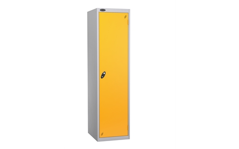 1 Door - Police steel locker - FLAT TOP - Silver Grey Body / Yellow Door - H1780 x W460 x D550 mm - CAM Lock