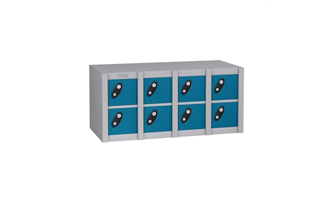 8 Door - Minibox locker - Silver Grey Body/Blue Doors - H415 x W900 x D230 mm - CAM Lock