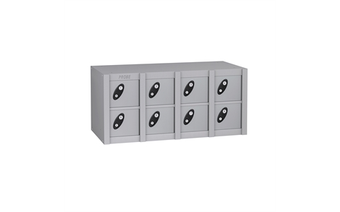 8 Door - Minibox locker - Silver Grey Body/Silver Grey Doors - H415 x W900 x D230 mm - CAM Lock