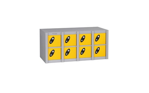 8 Door - Minibox locker - Silver Grey Body/Yellow Doors - H415 x W900 x D230 mm - CAM Lock