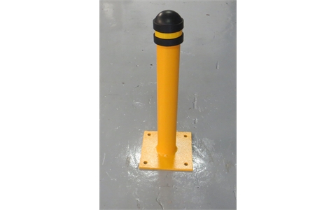 A075 Yellow Steel Bollard Rubber Cap 89x600mm