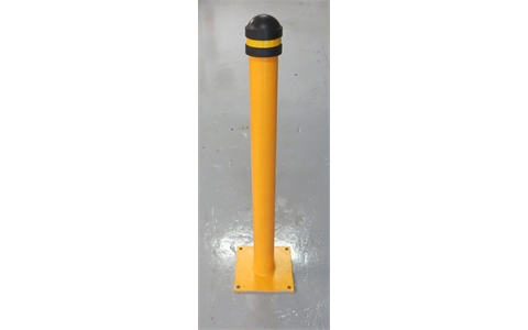 A076 Yellow Steel Bollard Rubber Cap 89x1000mm