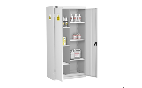 8 Compartment Acid & Alkaline Cabinet -White Body/White Doors - H1780mm x W915mm x D460mm