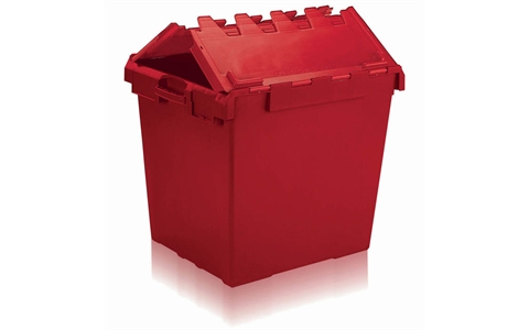 Kaiman Food Grade Attached Lid Container - 160 Litre - Red - Overall Size  H615mm x W575mm x D675mm
