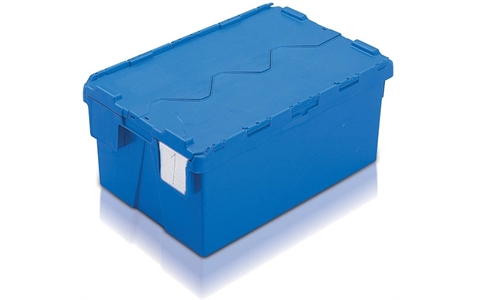 Kaiman Food Grade Attached Lid Container - 48 Litre - Blue - Overall Size  H264mm x W400mm x D600mm