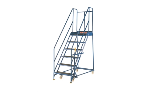 6 Tread Mobile Warehouse Safety Steps with Handlock - Platform Width 610mm - Anti-Slip Treads - Overall Size  H2330mm x W760mm x D1435mm