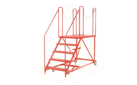 6 Tread - Mobile Steps with Dock Platform - Red Epoxy - Overall Size - H2370mm x W960mm x D2250mm