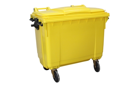 4 Wheeled Bin - 660 Litres - H1213mm x W780mm x L1373mm - Yellow