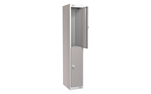 2 Door Standard Locker - with Sloping Top - 1925h x 300w x 300d mm - CAM Lock - Door Colour Light Grey