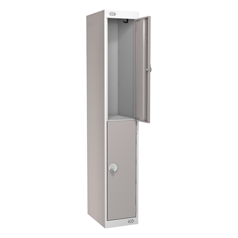 2 Door Standard Locker - with Sloping Top - 1925h x 300w x 300d mm - CAM Lock - Door Colour Light Grey