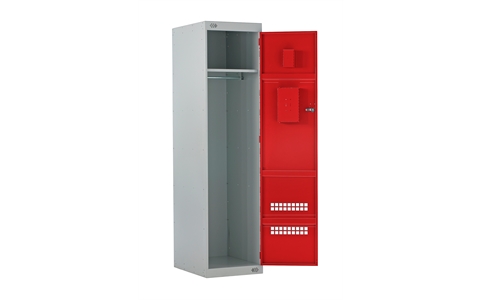 Police Locker with Airwaves & CS Canister Holder - 1800h x 600w x 600d mm - CAM Lock - Door Colour - Red