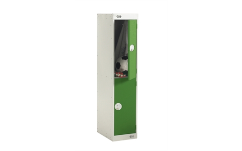 2 Door Three Quarter Height Locker - 1382h x 450w x 450d mm - CAM Lock - Door Colour Green