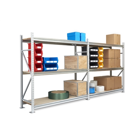 Apex Longspan 200 Series Starter Bay - H1800mm x W1200mm x D450mm - 200kg Shelf Load UDL - with 3 Shelves