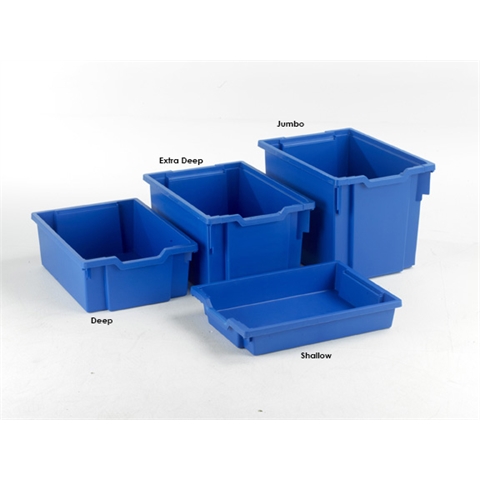 6 Royal Blue Shallow trays - H75mm x W312mm x D427mm