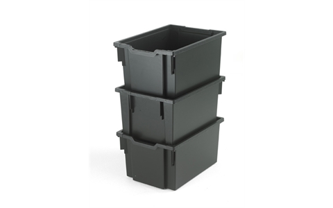 3 Black Extra Deep trays - H255mm x W312mm x D430mm