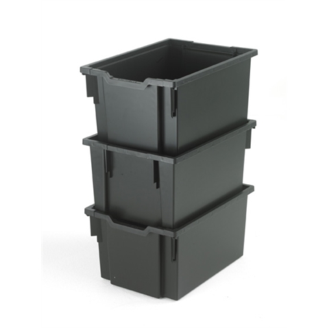 3 Black Extra Deep trays - H255mm x W312mm x D430mm