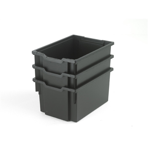 3 Black Extra Deep trays - H255mm x W312mm x D430mm