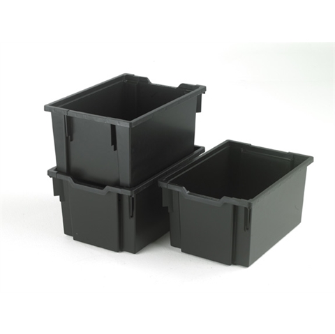 3 Black Extra Deep trays - H255mm x W312mm x D430mm