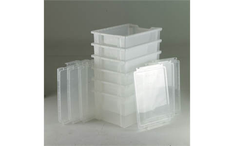 6 Clear Extra Deep Trays includes Trays - H255mm x W312mm x D430mm