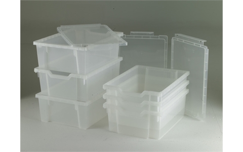 6 Clear Deep Trays includes Lids - H255mm x W312mm x D427mm