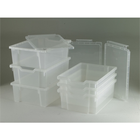 6 Clear Deep Trays includes Lids - H255mm x W312mm x D427mm