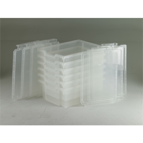 6 Clear Deep Trays includes Lids - H255mm x W312mm x D427mm