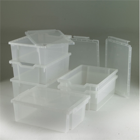 6 Clear Deep Trays includes Lids - H255mm x W312mm x D427mm