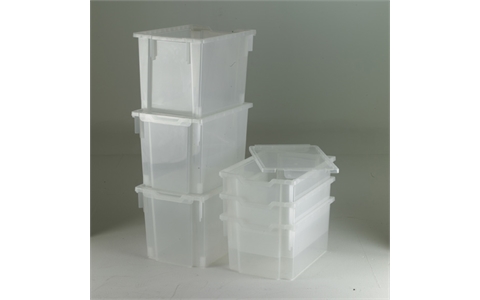 6 Clear Jumbo Trays includes Lids - H300mm x W312mm x D430mm