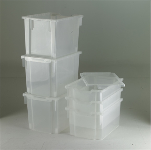 6 Clear Jumbo Trays includes Lids - H300mm x W312mm x D430mm