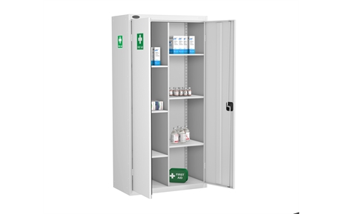 8 Compartment Medical Cabinet -White Body/White Doors - H1780mm x W915mm x D460mm